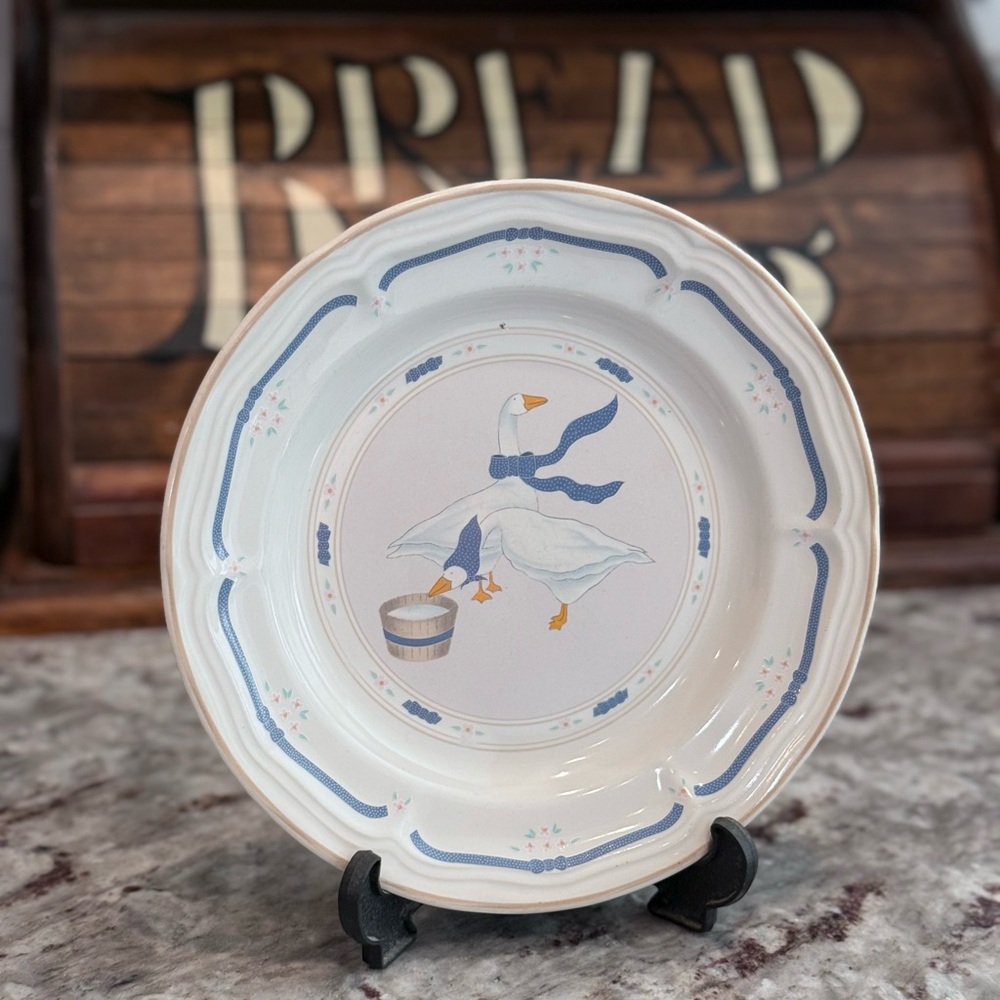 Newcor Stoneware Countryside Goose plates, set of 2 | Country Goose cottage core